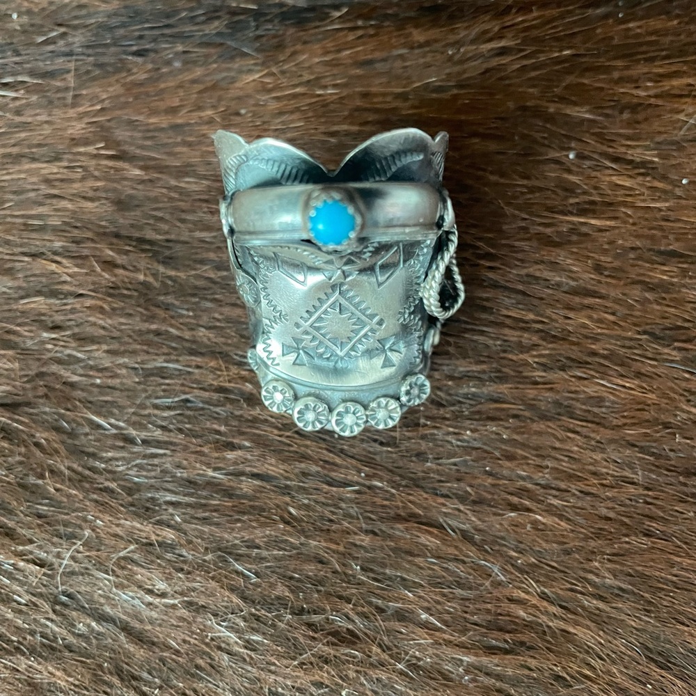 T. Yazzie turquoise saddle ring.